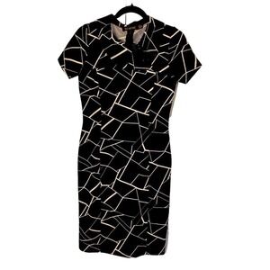 Homeyee Women's Geometric Print Fitted‎ Career Casual Pencil Dress - Size M